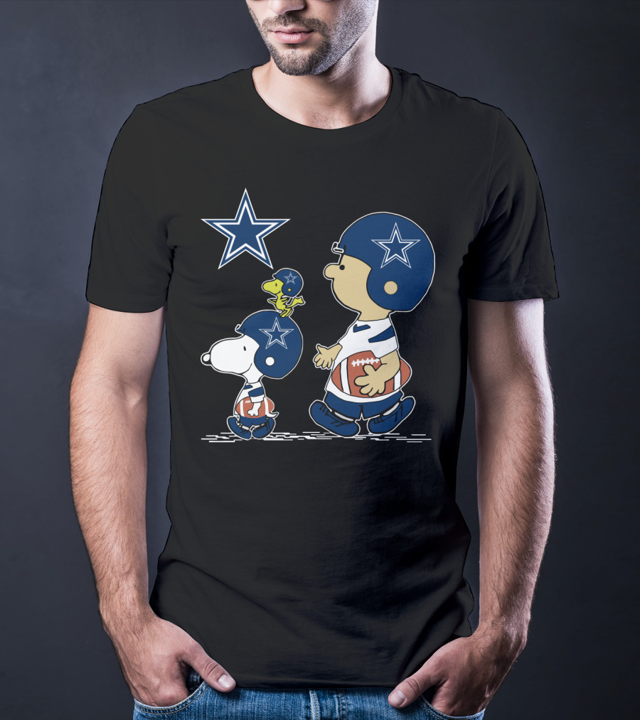 Dallas Cowboys Christmas Peanuts Cute Football Characters T-Shirt