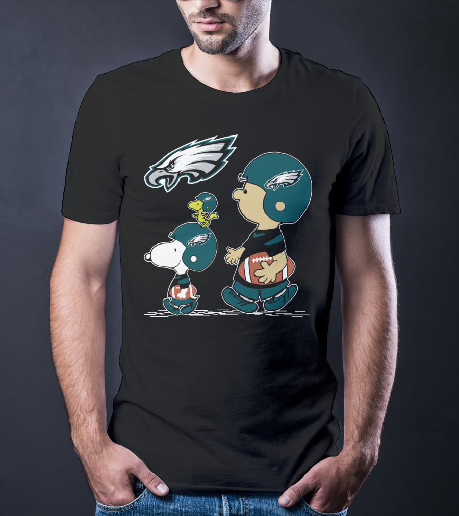 Peanuts Eagles Christmas Football Cute Characters T-Shirt