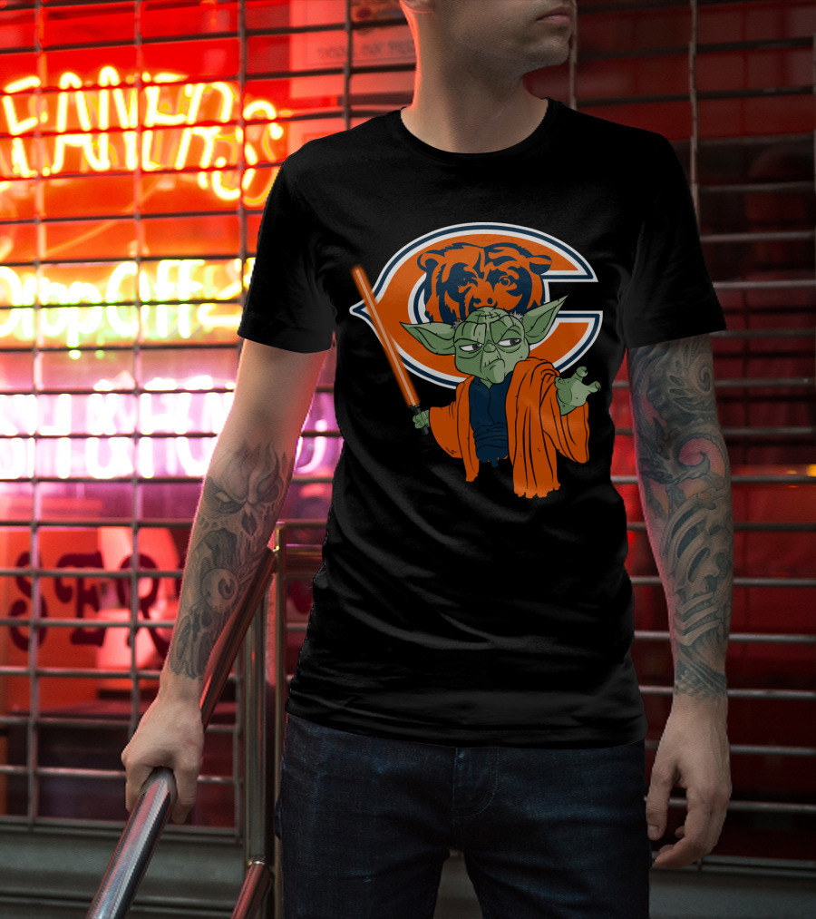 Chicago Bears Yoda Orange Lightsaber T-Shirt
