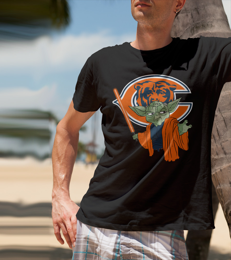 Chicago Bears Yoda Orange Lightsaber T-Shirt