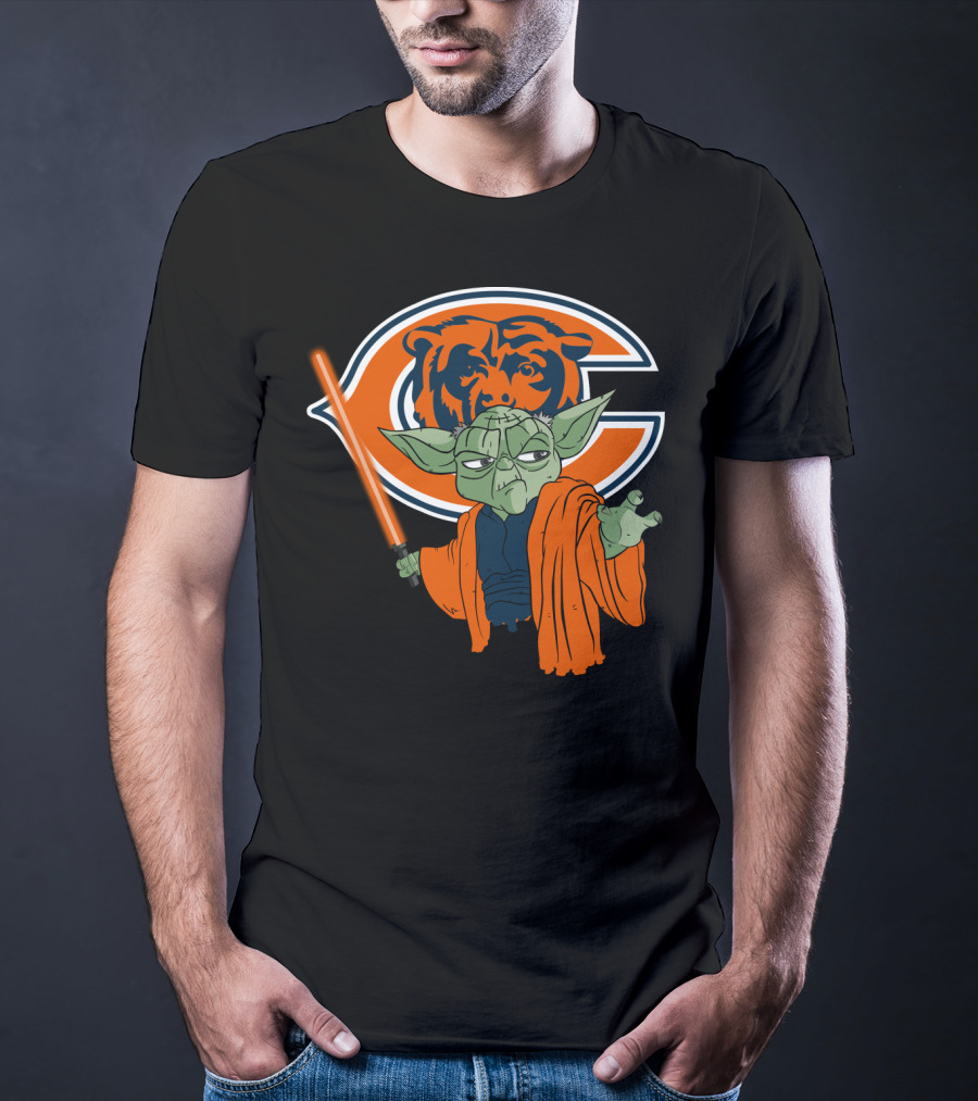 Chicago Bears Yoda Orange Lightsaber T-Shirt