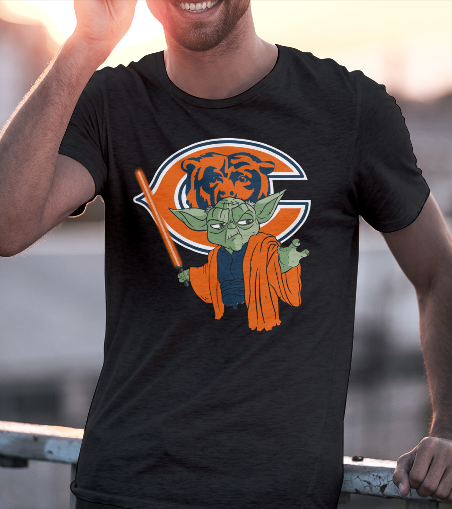 Chicago Bears Yoda Orange Lightsaber T-Shirt