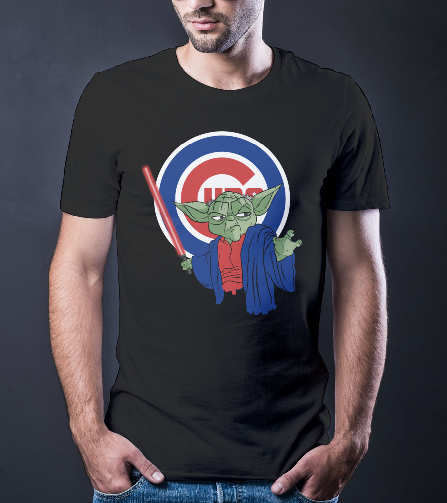 Cubs Yoda With Lightsaber And Chicago Cubs T-Shirt