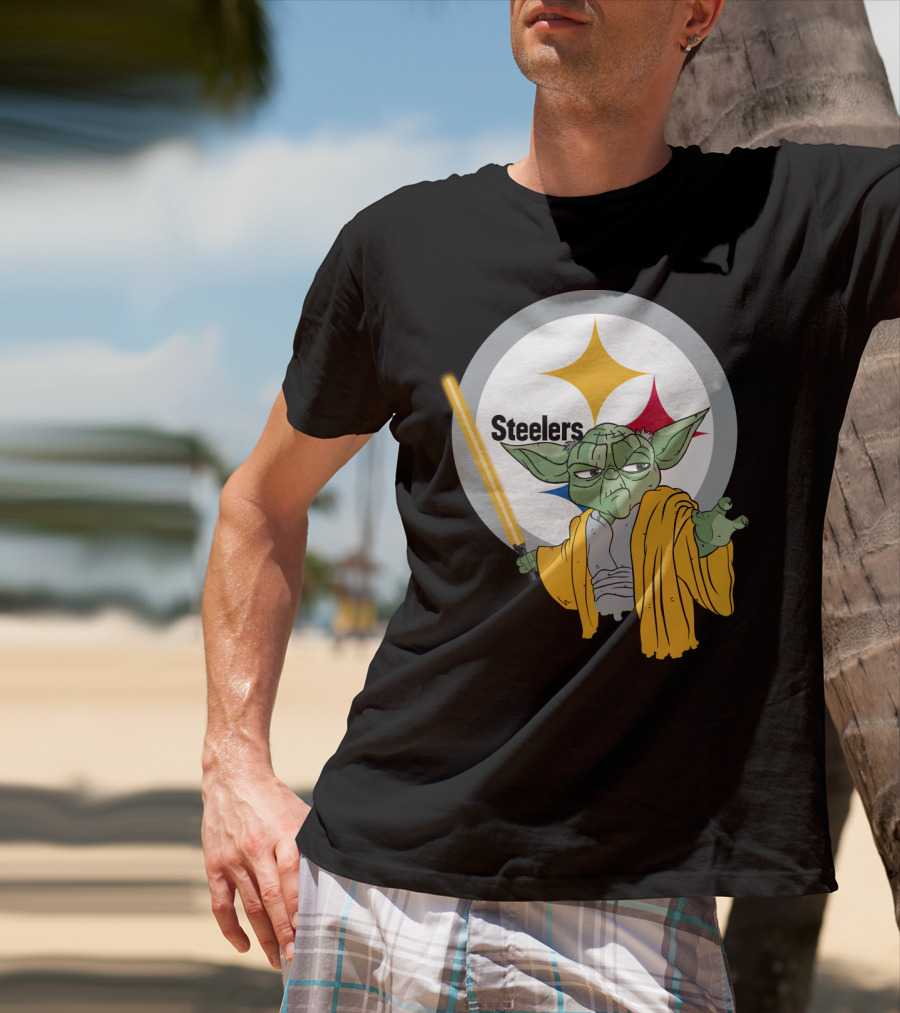Steelers Yoda Star Wars Crossover With Lightsaber T-Shirt
