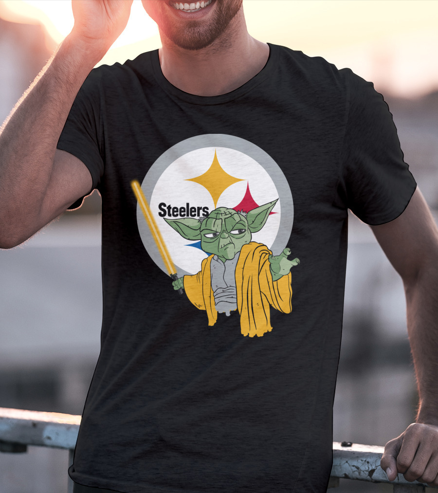 Steelers Yoda Star Wars Crossover With Lightsaber T-Shirt