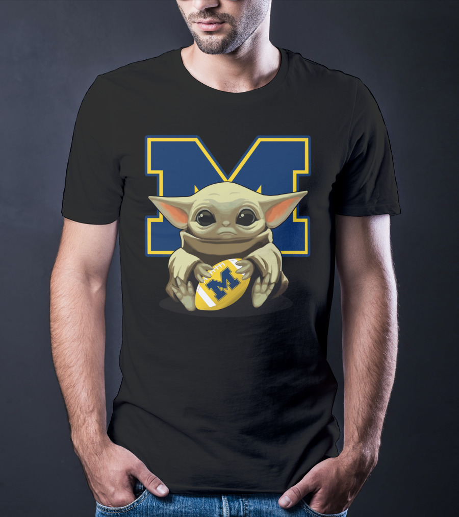 Yoda Baby M Wolverines Football T-Shirt