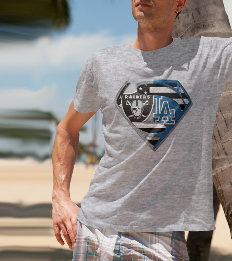 Raiders La Logo Crossover Superman Shield T-Shirt