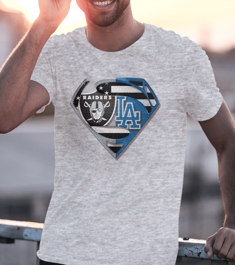 Raiders La Logo Crossover Superman Shield T-Shirt