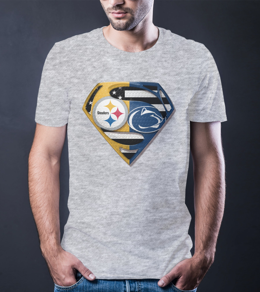 Steelers Nittany Lions Superman Logo Mashup T-Shirt