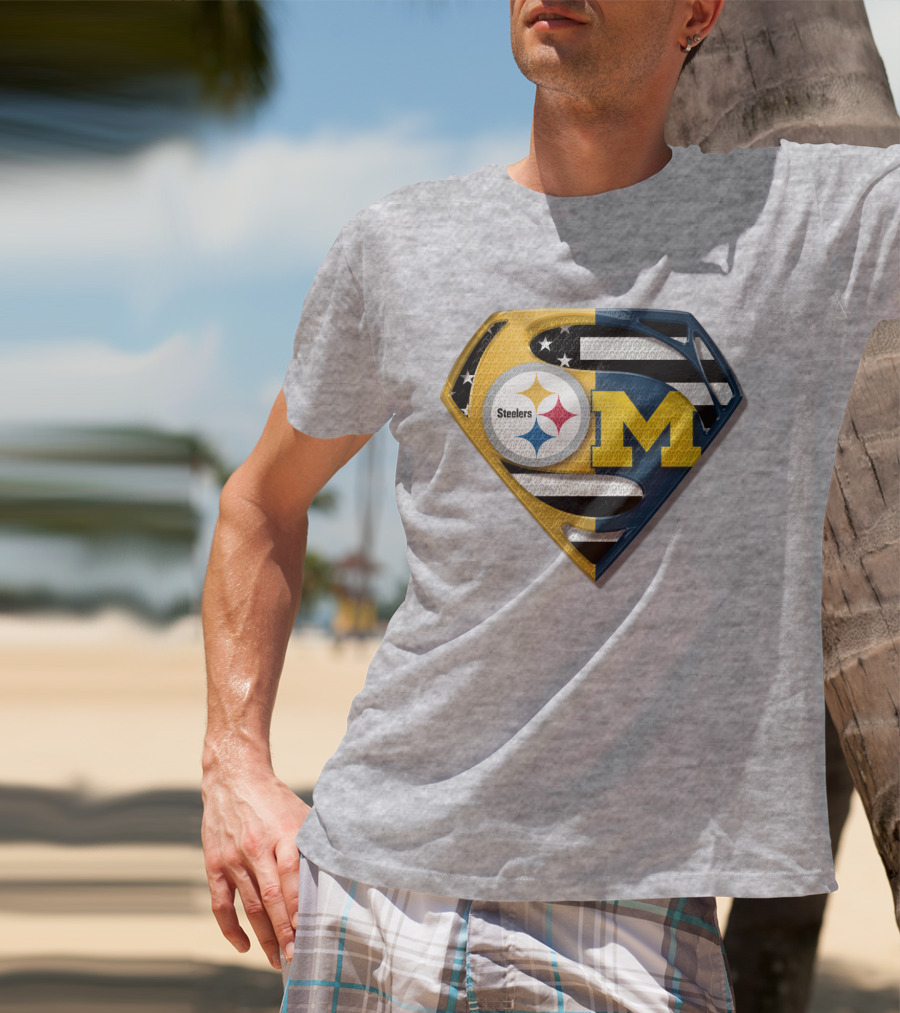 Steelers Michigan Wolverines Superman T-Shirt