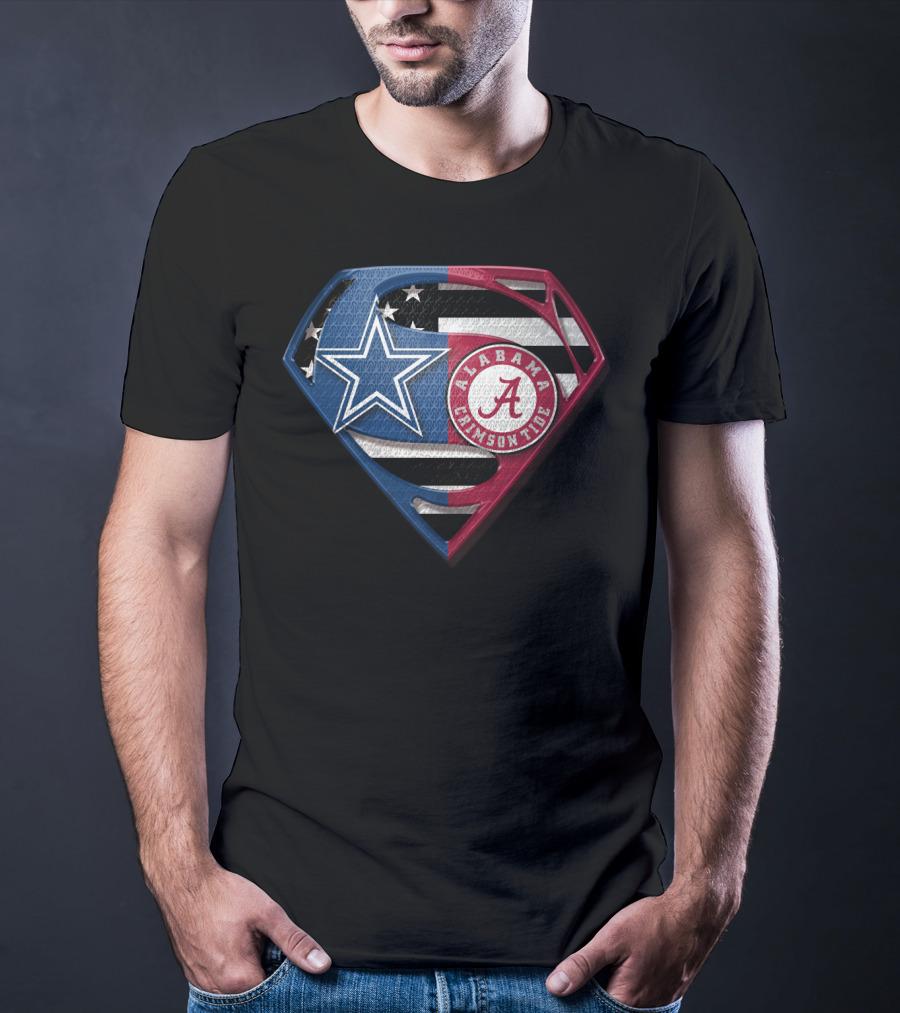 Dallas Cowboys Alabama Crimson Tide Superman Shield T-Shirt