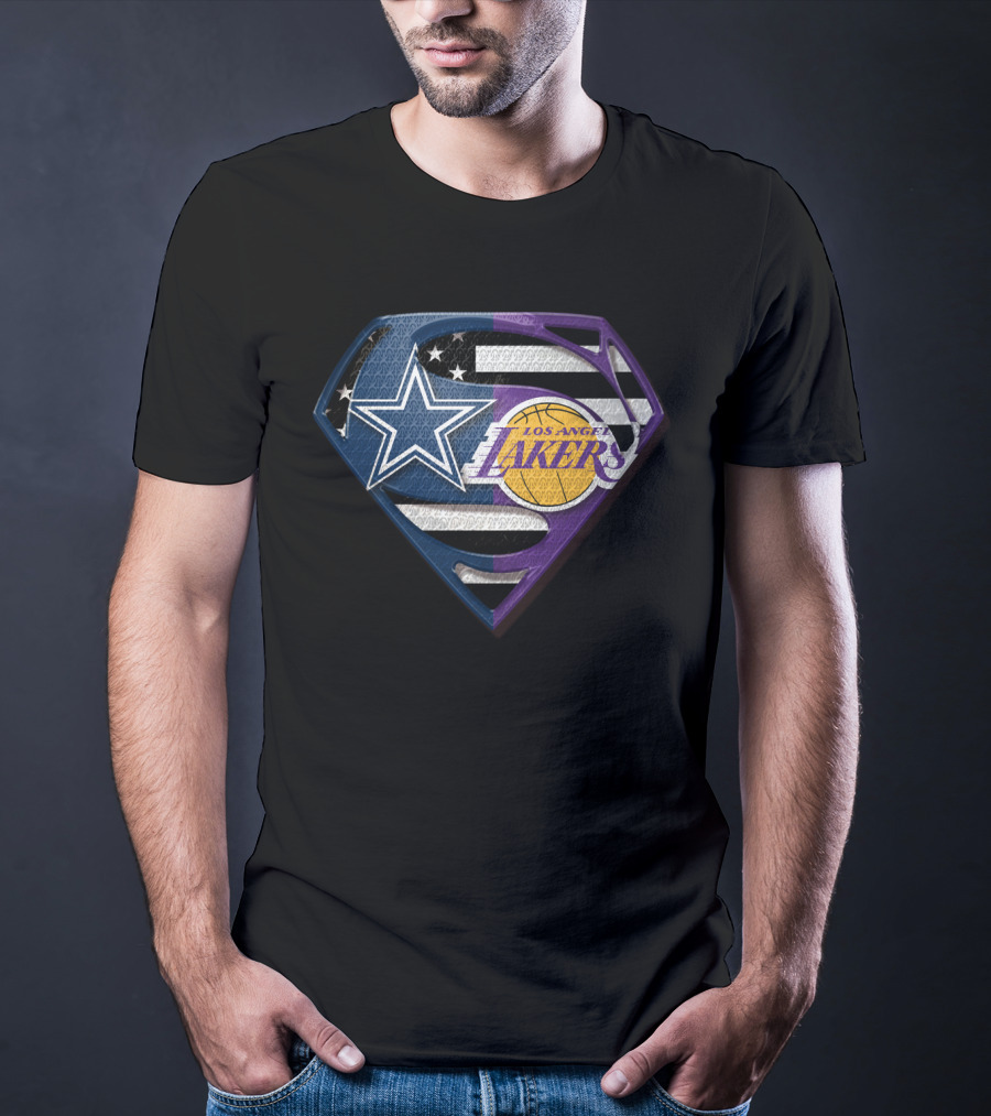 Superman Star Dallas Cowboys Los Angeles Lakers Badge T-Shirt