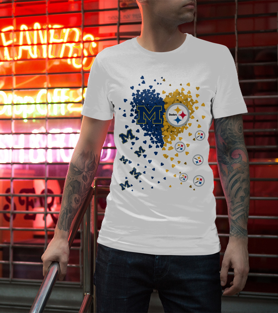 Steelers Heart With Wolverines M Symbol T-Shirt