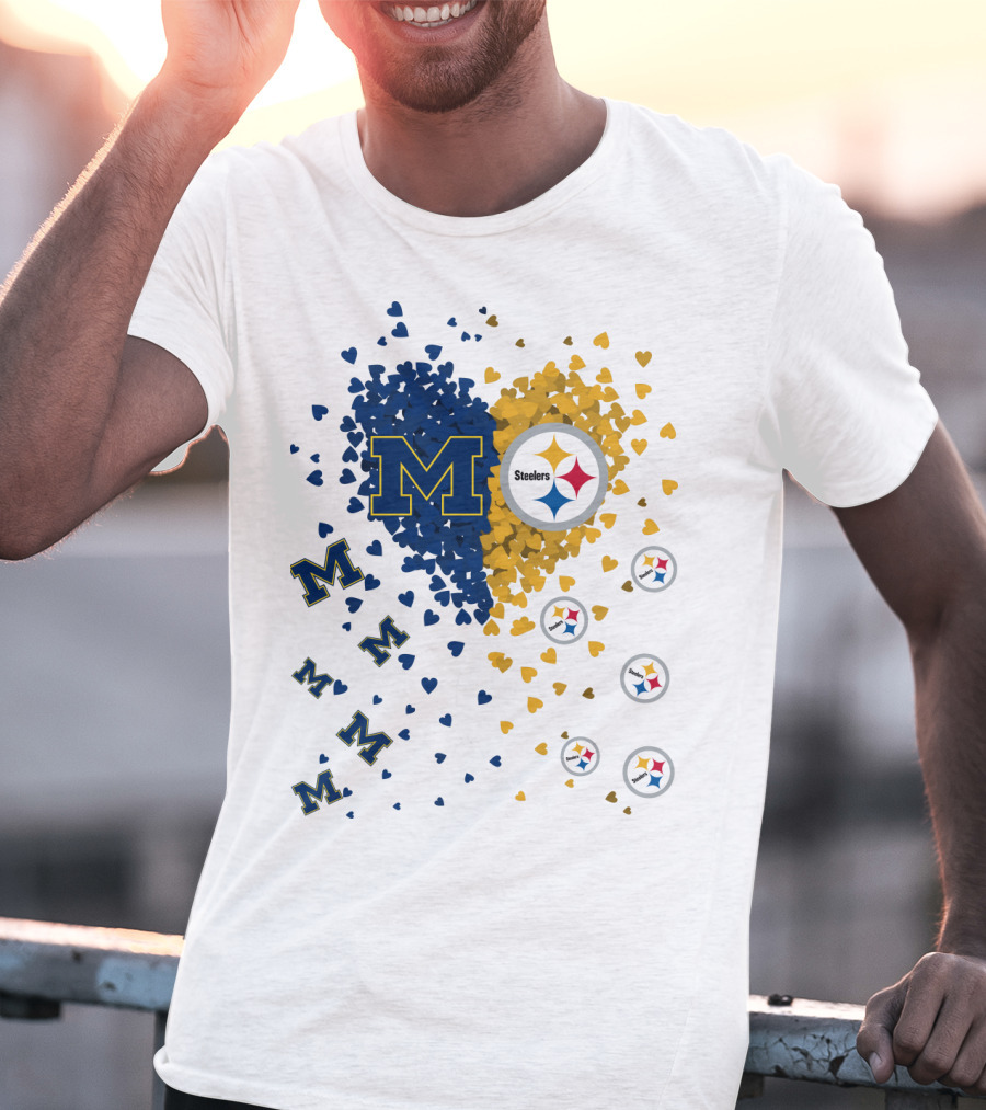 Steelers Heart With Wolverines M Symbol T-Shirt