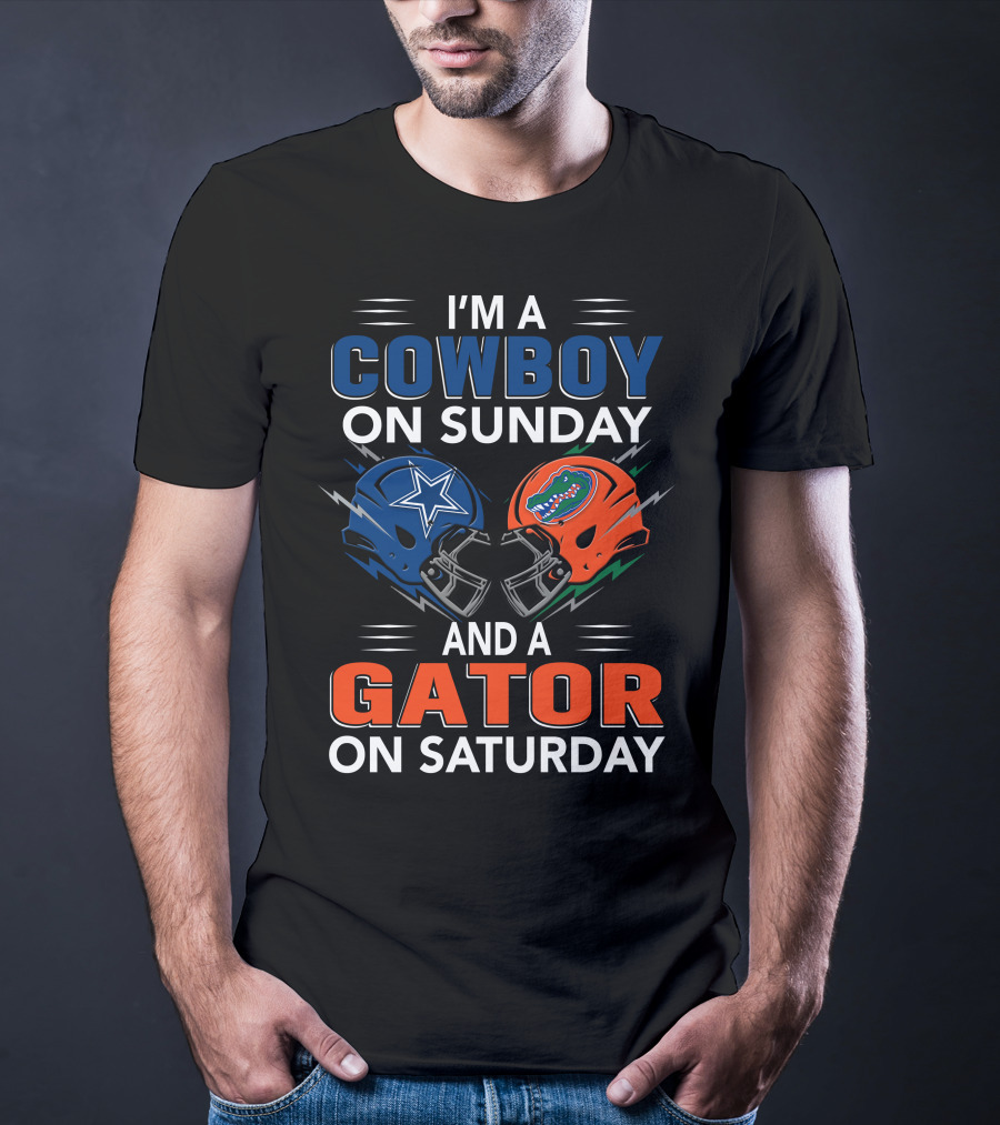 I'm A Cowboy On Sunday And A Gator On Saturday Football Helmets T-Shirt