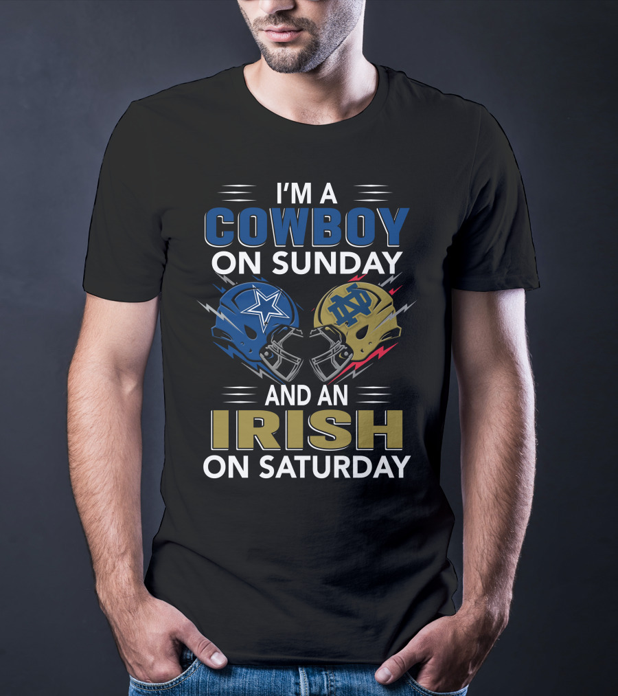 I'm A Cowboy On Sunday And An Irish On Saturday Football Helmets T-Shirt