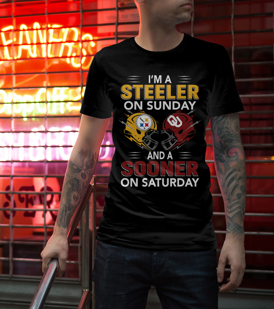 I'm A Steeler On Sunday And A Sooner On Saturday Helmets T-Shirt