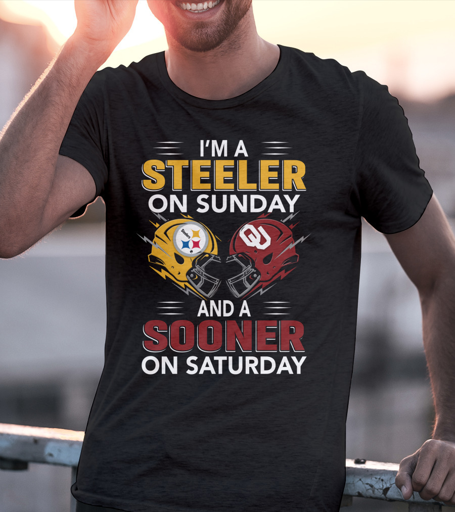 I'm A Steeler On Sunday And A Sooner On Saturday Helmets T-Shirt