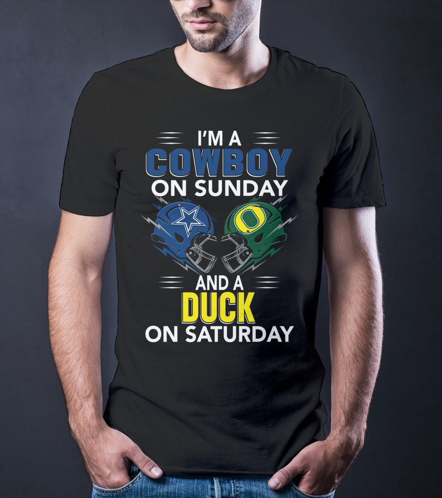 I'm A Cowboy On Sunday And A Duck On Saturday Football Helmets T-Shirt