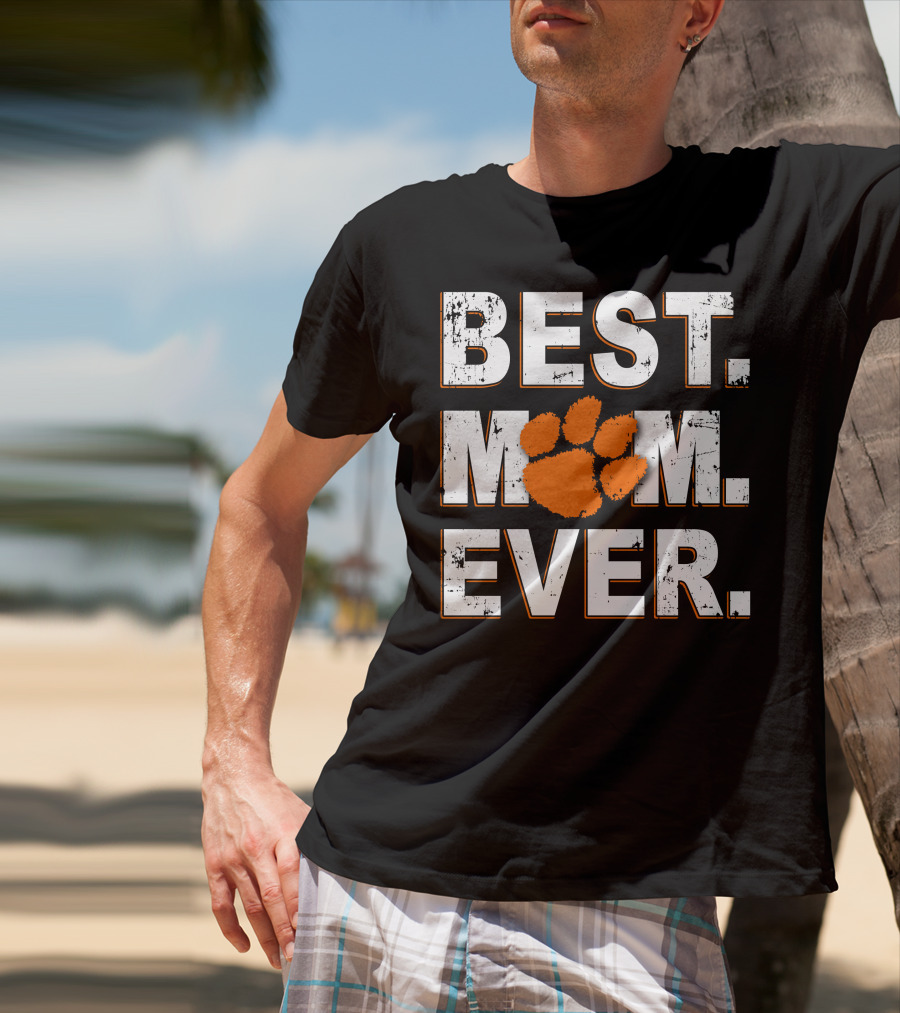 BEST MOM EVER CLEMSON TIGERS Paw Prints T-Shirt
