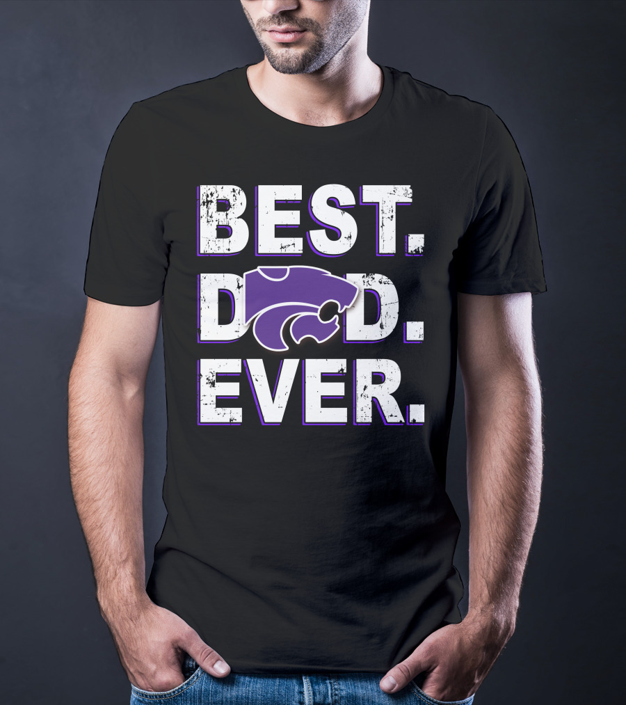 BEST DAD EVER Wildcat Logo Purple And White T-Shirt