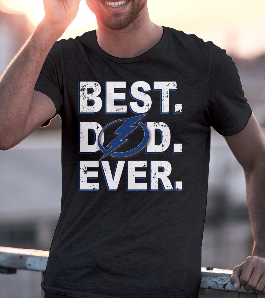 Best Dad Ever Bolts Lightning Hockey T-Shirt