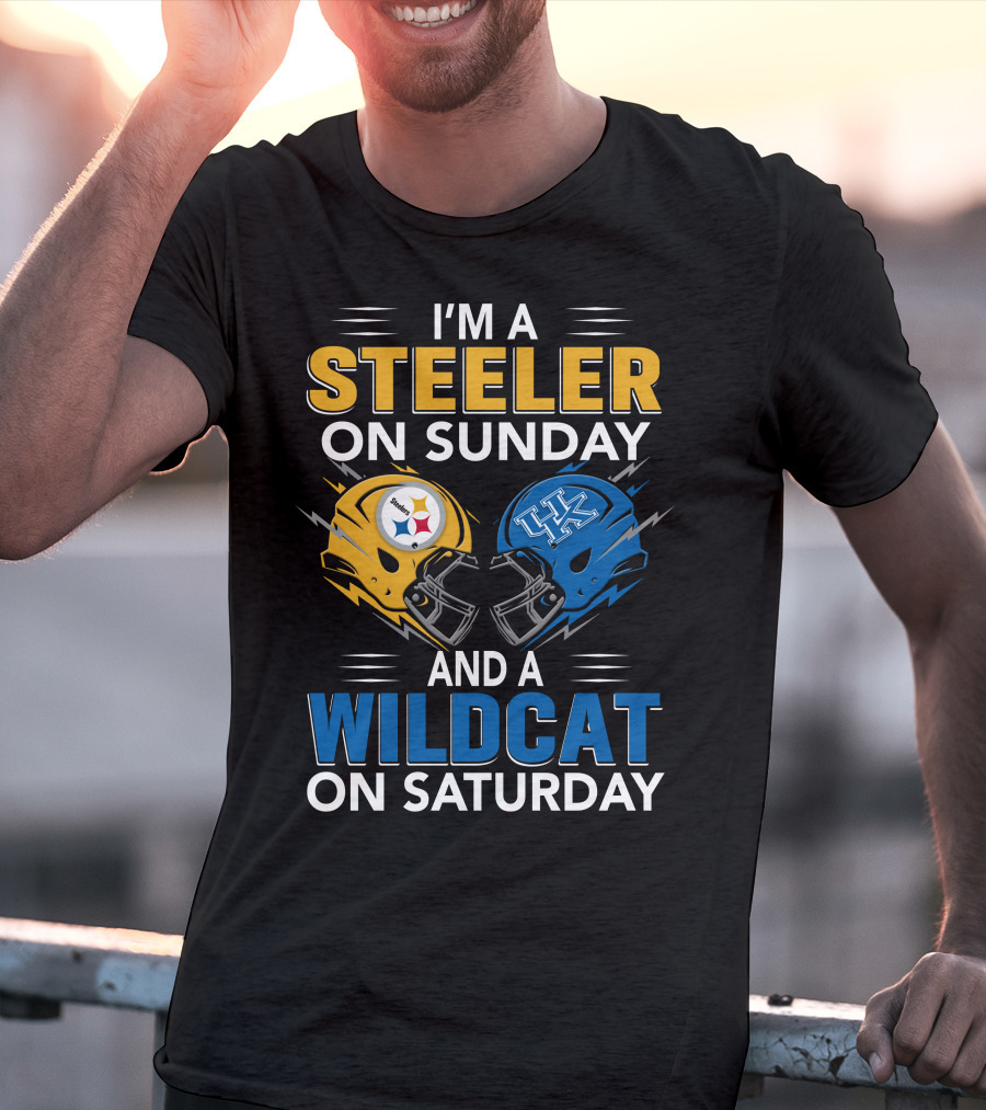Steeler On Sunday Wildcat On Saturday Football Fan Pride Helmet T-Shirt