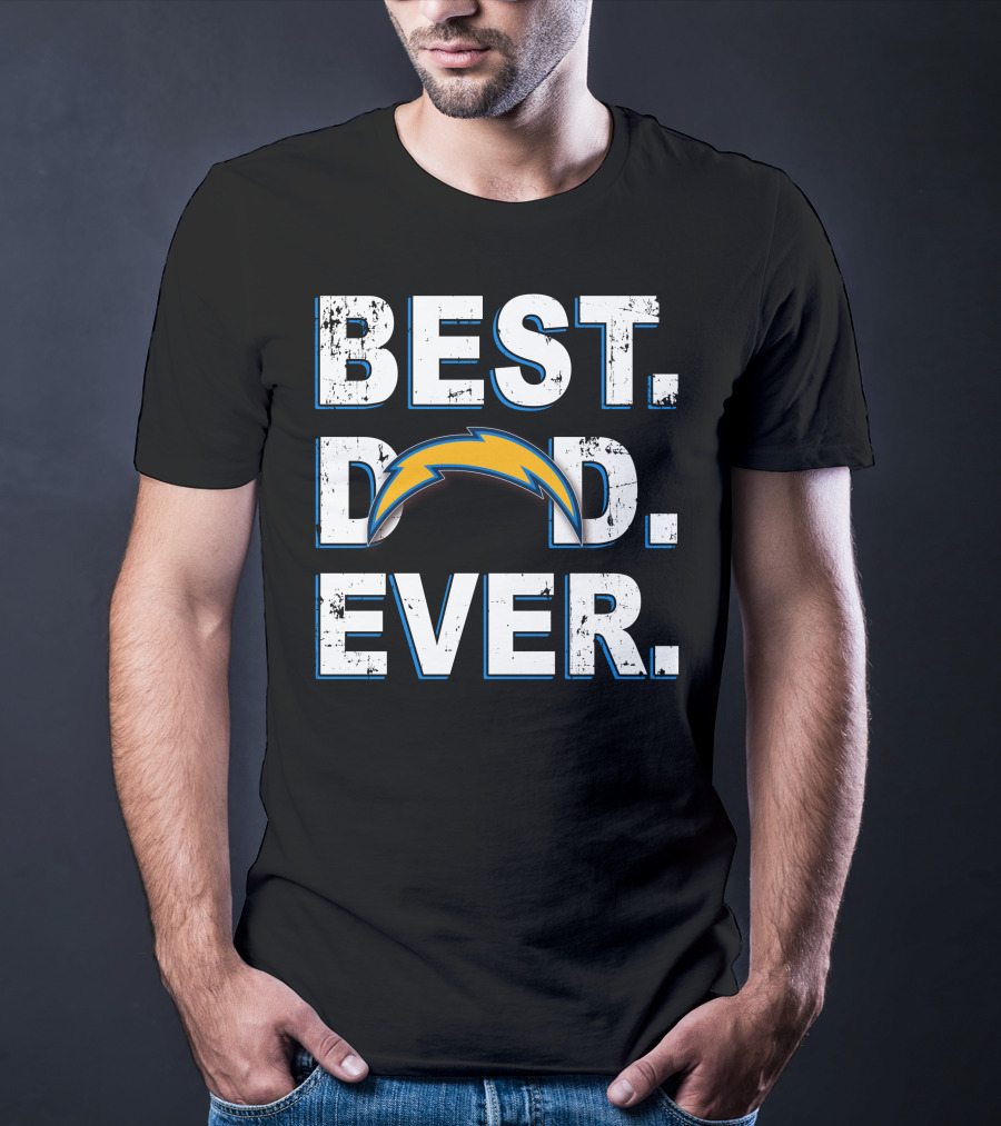 BEST DAD EVER Chargers Fan Lightning Bolt T-Shirt