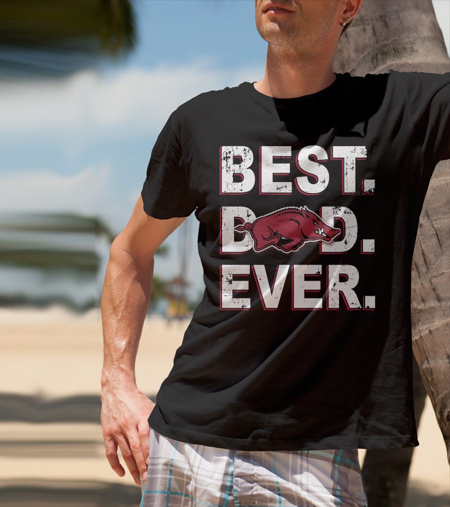 Best Dad Ever Hog Mascot Hatched Texture T-Shirt