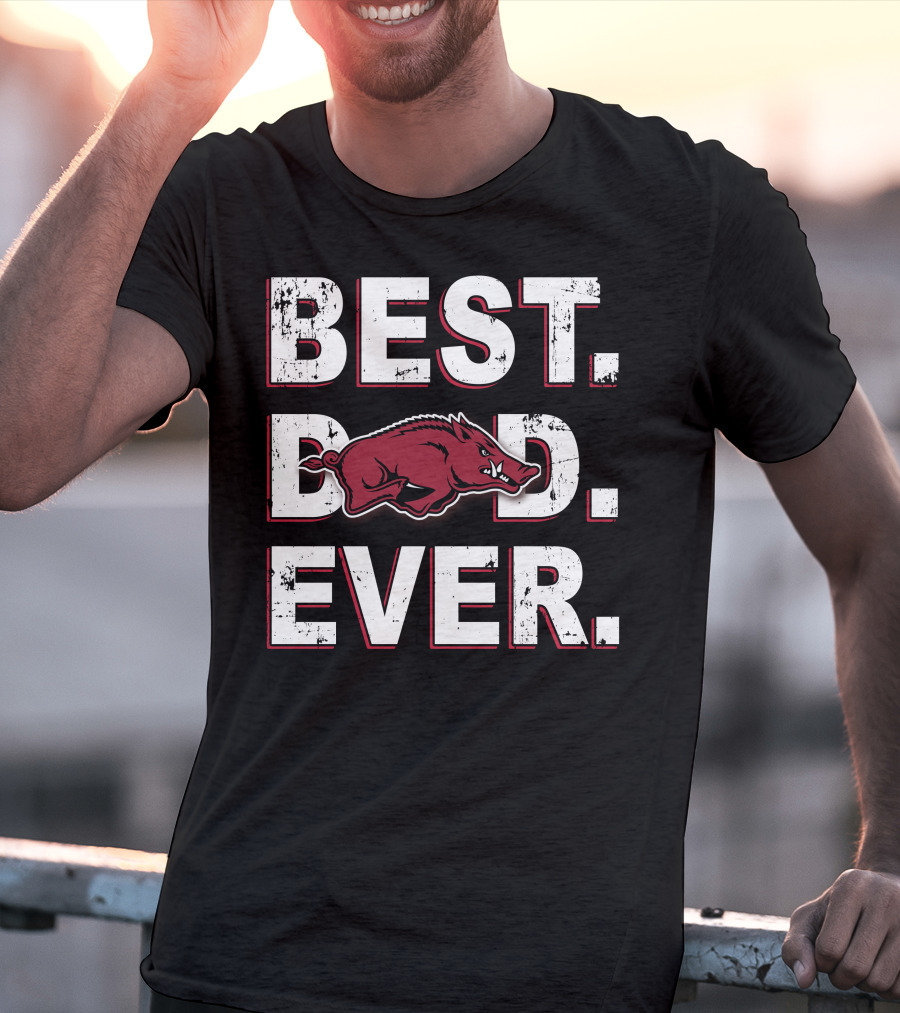 Best Dad Ever Hog Mascot Hatched Texture T-Shirt