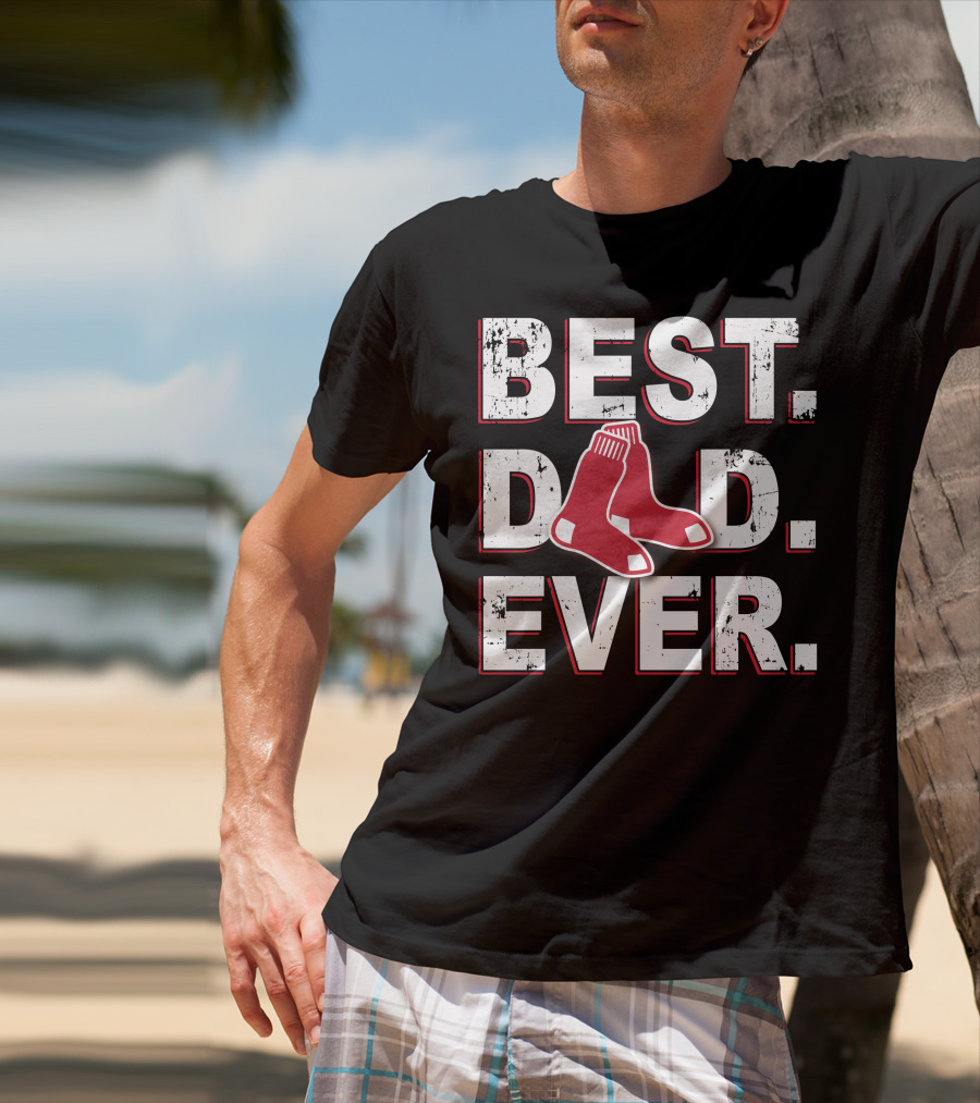 Best Dad Ever Red Socks Baseball Team Inspired T-Shirt