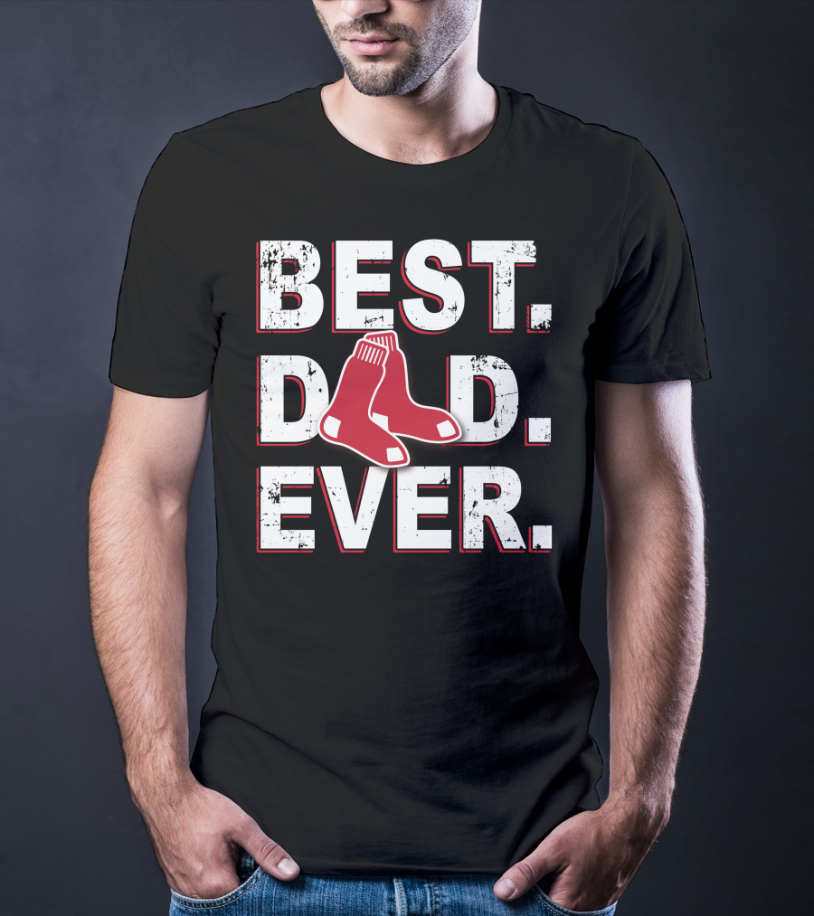 Best Dad Ever Red Socks Baseball Team Inspired T-Shirt