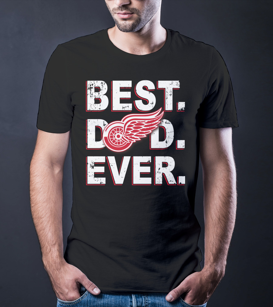 Best Dad Ever Detroit Hockey Wings T-Shirt