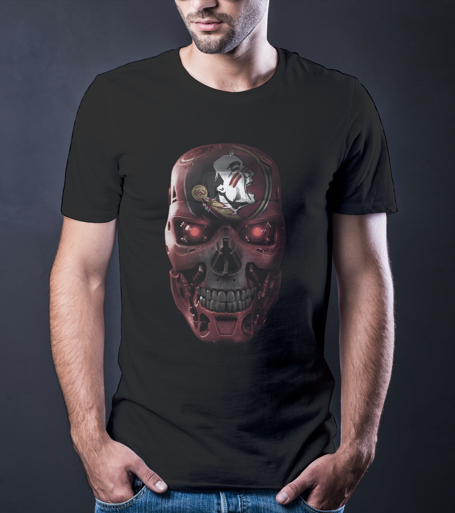 Seminoles Skull With Robotic Elements T-Shirt