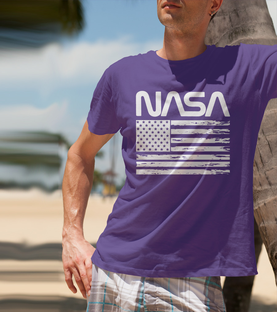 NASA Distressed American Flag Rocketry T-Shirt