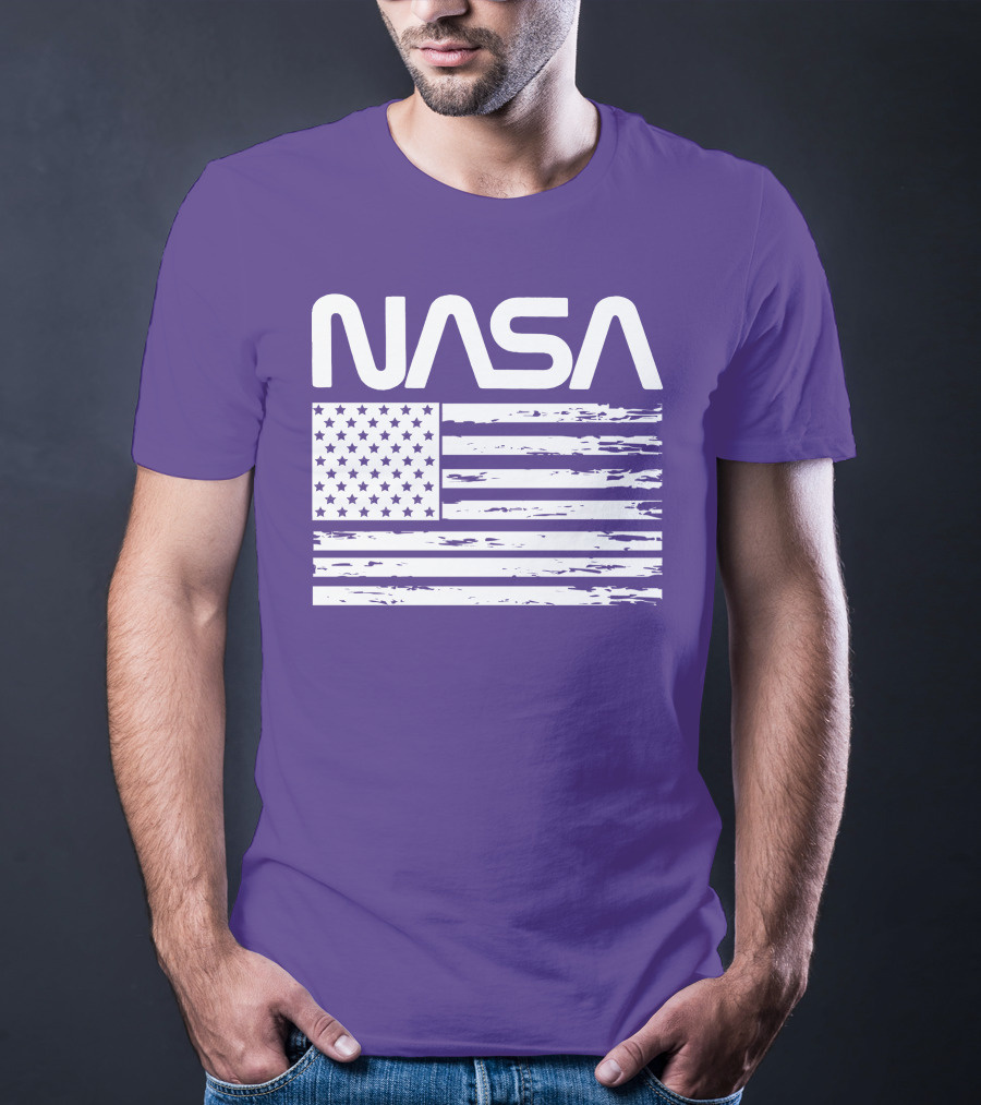 NASA Distressed American Flag Rocketry T-Shirt