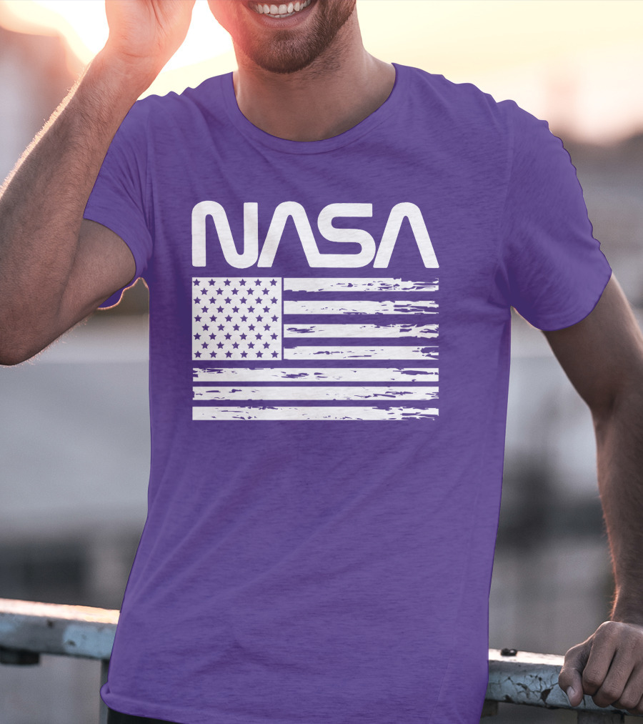 NASA Distressed American Flag Rocketry T-Shirt