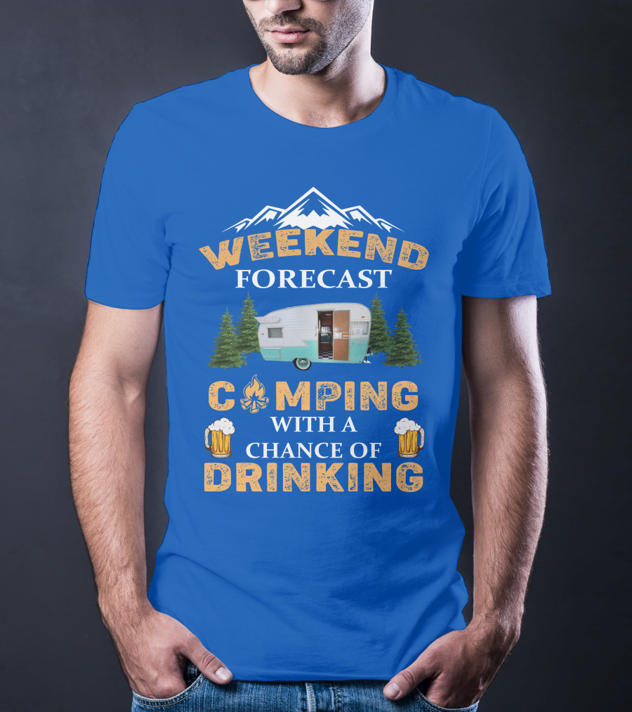 Weekend Forecast Camping Drinking Shasta COMPACT Trailer T-Shirt