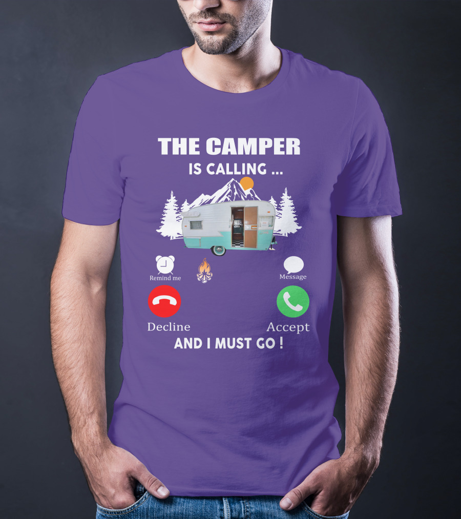 The Camper Is Calling And I Must Go Vintage Shasta Compact Trailers T-Shirt