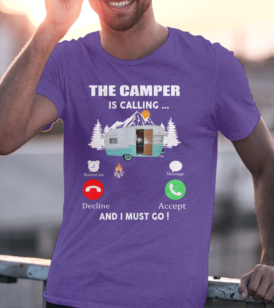 The Camper Is Calling And I Must Go Vintage Shasta Compact Trailers T-Shirt