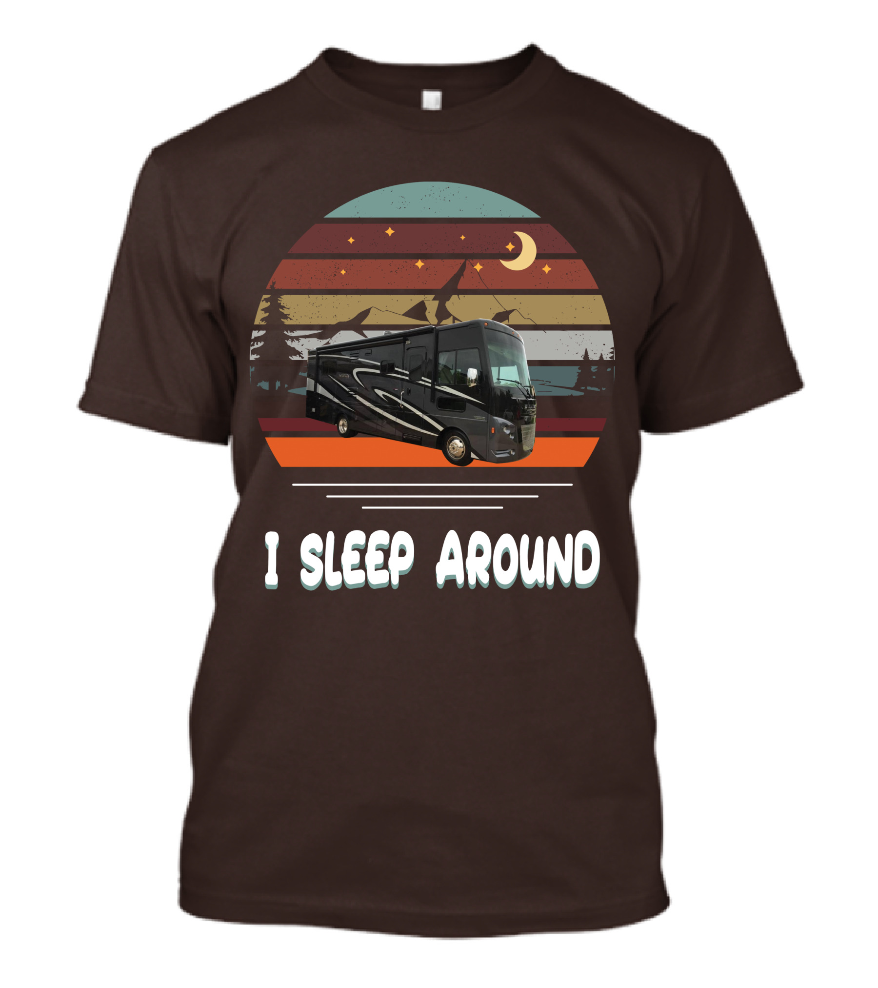 Winnebago Vista LX 27 I Sleep Around Retro Moon Stars Camping T-Shirt