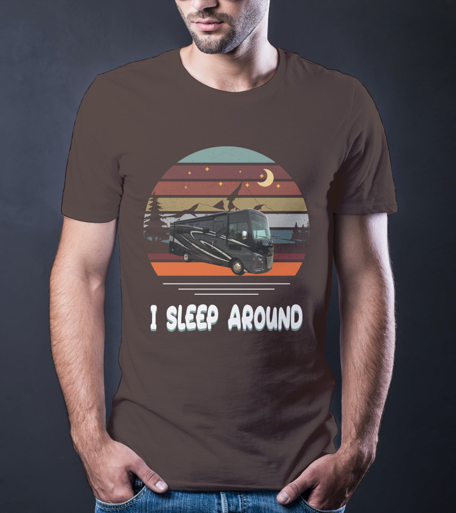 Winnebago Vista LX 27 I Sleep Around Retro Moon Stars Camping T-Shirt