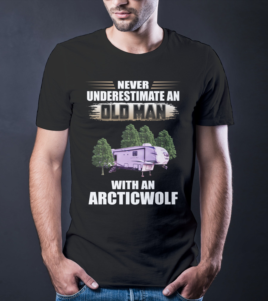 Never Underestimate An Old Man With An Arctic Wolf 3660Suite T-Shirt