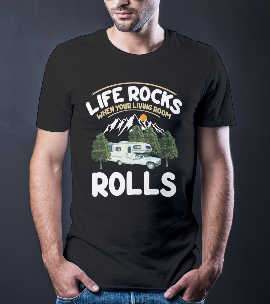 Life Rocks When Your Living Room Rolls 89 Toyota Dolphin Camper Adventure T-Shirt