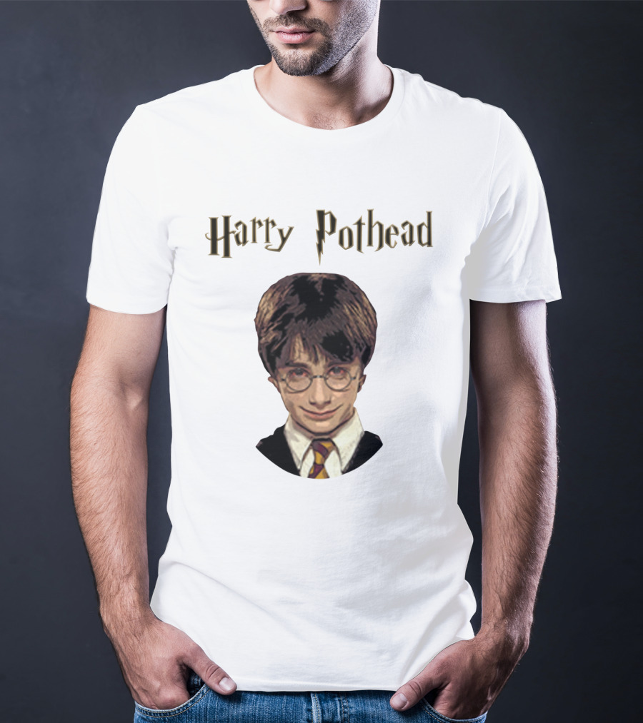Harry Pothead Wizard Character Parody With Glasses And Lightning Font T-Shirt