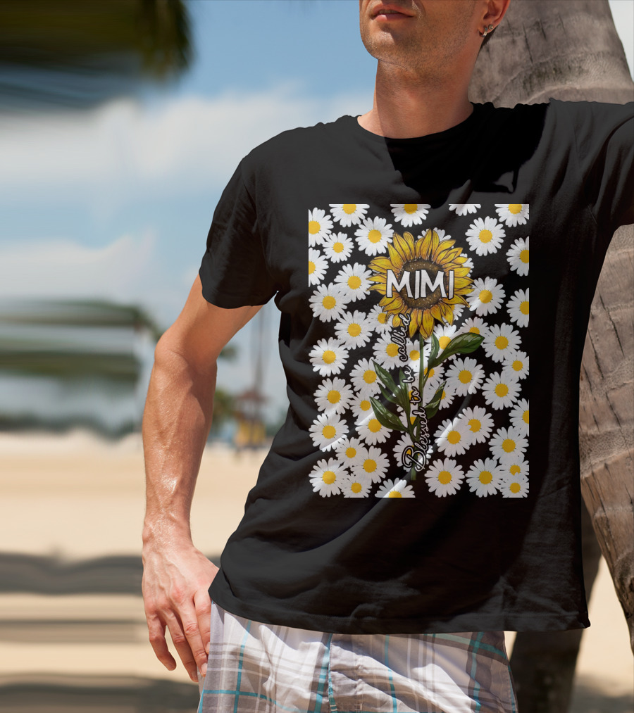Sunflower Daisy Pattern Blessed To Be Called Mimi T-Shirt