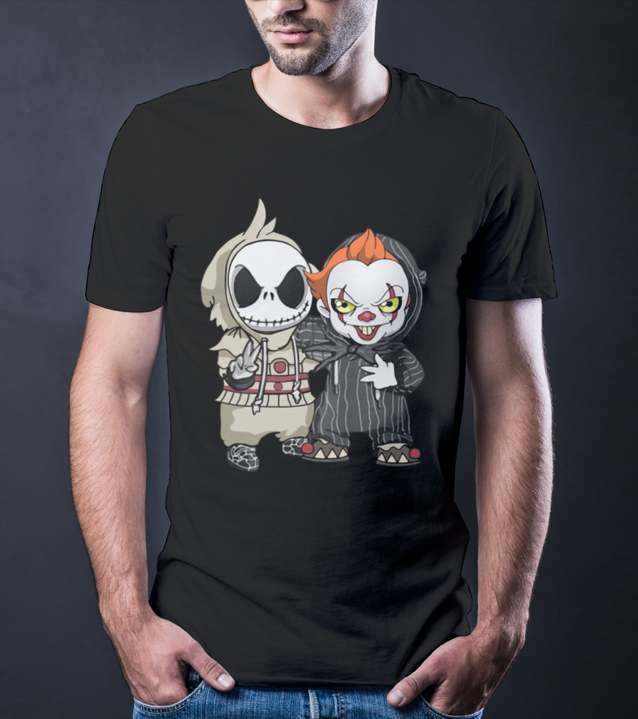 Baby Jack Skellington Pennywise Cute Horror Character Mashup T-Shirt