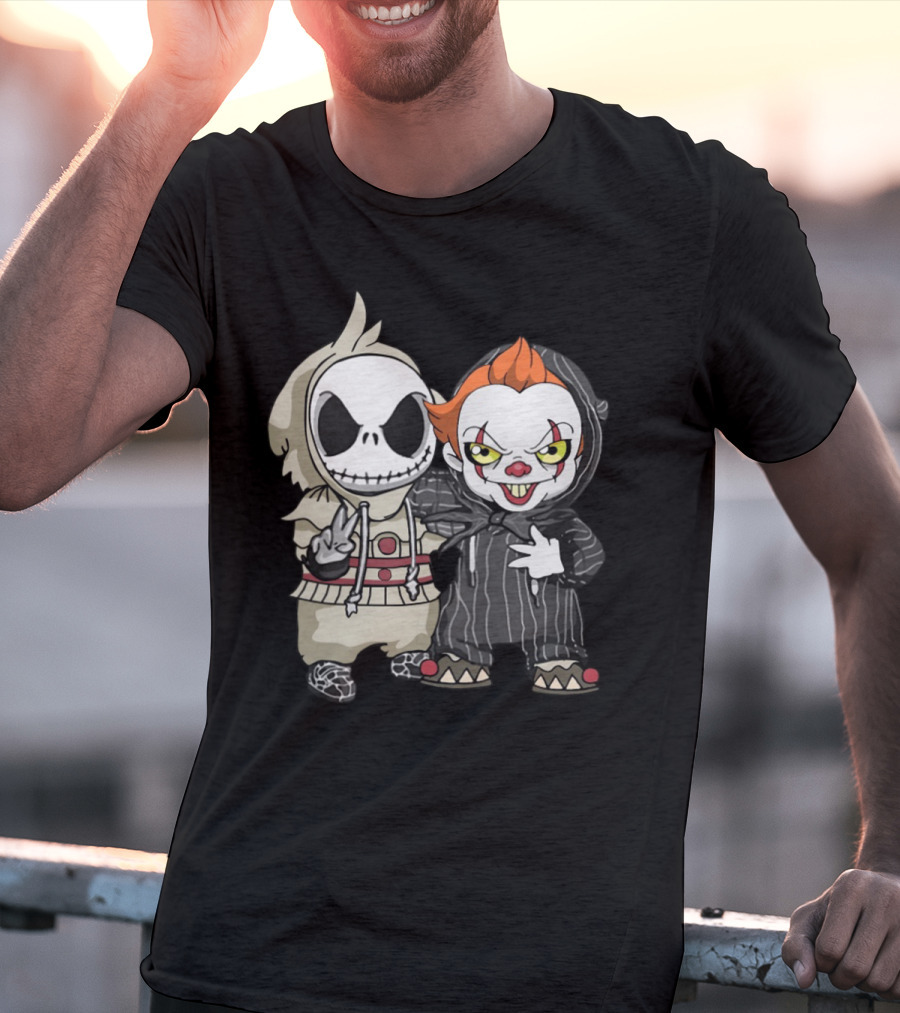 Baby Jack Skellington Pennywise Cute Horror Character Mashup T-Shirt