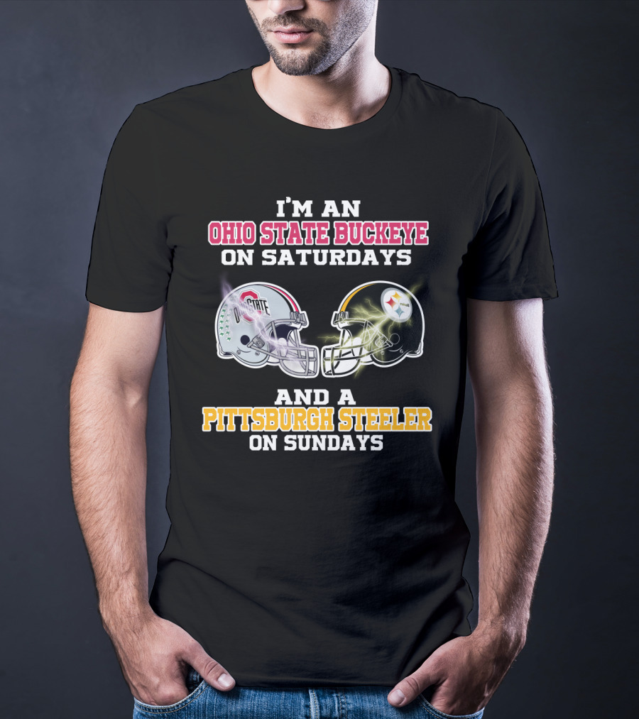 Ohio State Buckeye Saturdays Pittsburgh Steeler Sundays Football Fan Gear T-Shirt