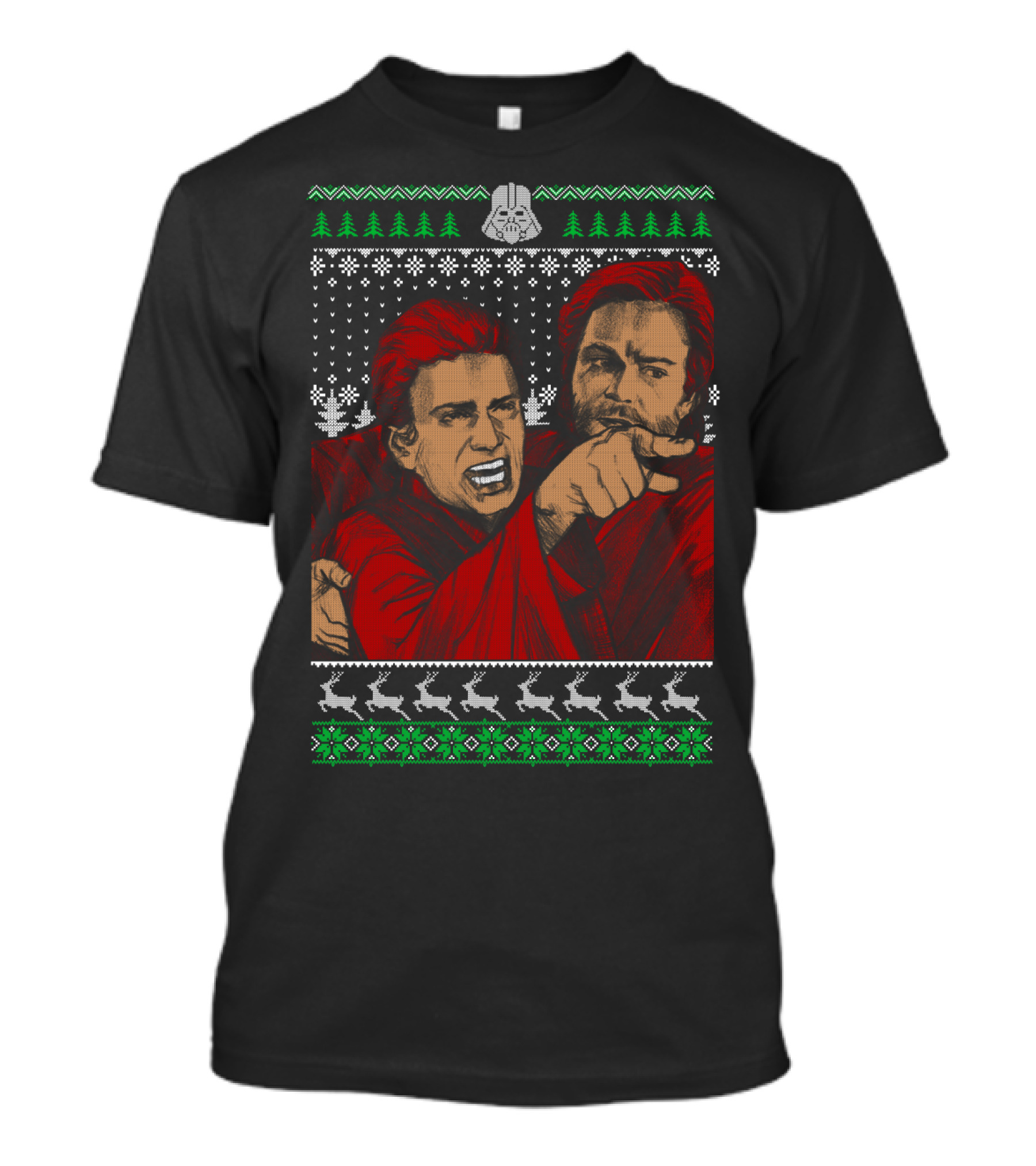 Angry Anakin Pointing With Obi-Wan In Ugly Christmas T-Shirt